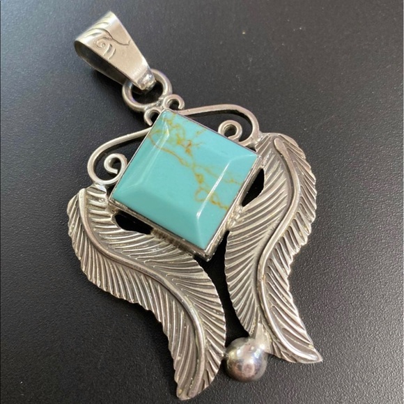 Large Sterling & Turquoise Pendant (Final Price) - Picture 5 of 5